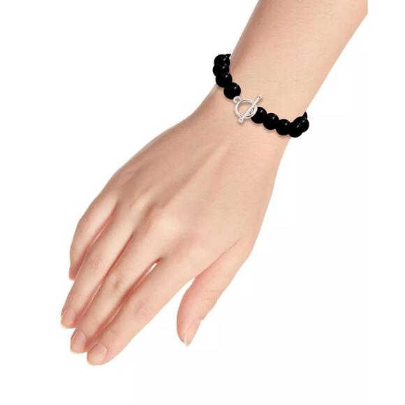 Silver Plated Multi Genuine Stone Stretch Bracelet - Picture 2 of 5